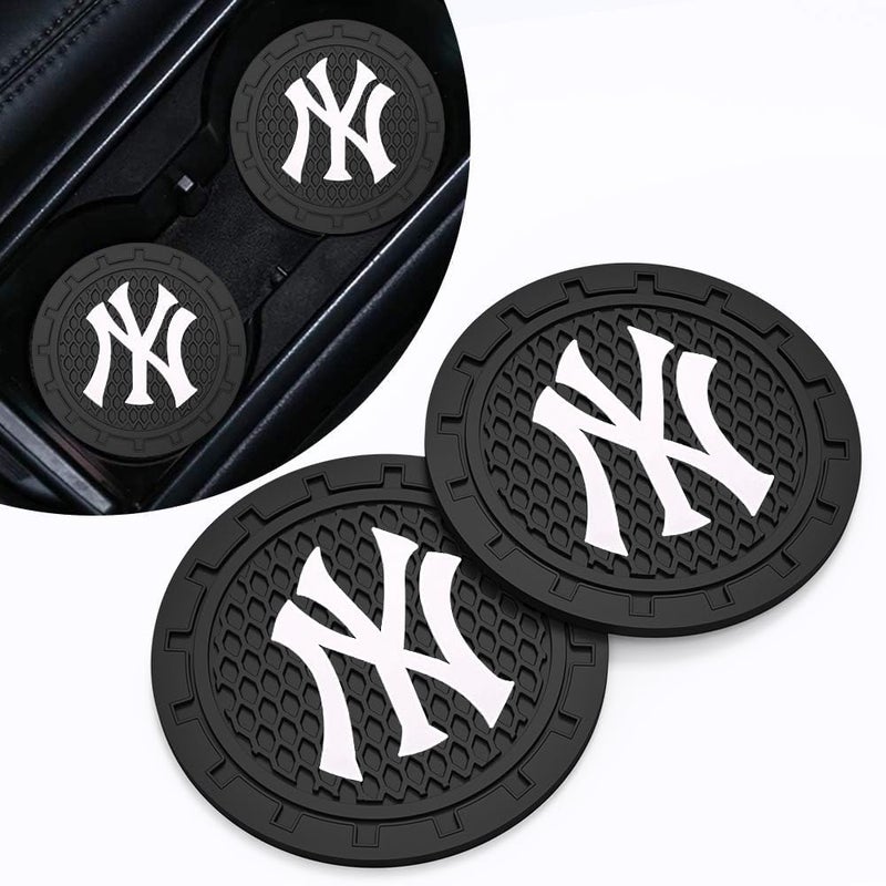 EMIJOY Yankees Car Cup Holder Coasters for Baseball Fans,NY Yankees Car Coasters for Vehicle Drink Holder,Baseball Stuffs New York Yankees Car Cup Holder Insert,Souvenir/Gifts for Baseball Fans,Car Cup Mat - Image 1